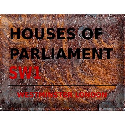 Plaque en tôle Londres 40x30cm Houses of Parliament SW1 Rouille