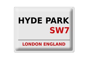 Plaque en tôle Londres 40x30cm Angleterre Hyde Park SW7 1