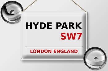 Plaque en tôle Londres 40x30cm Angleterre Hyde Park SW7 2