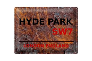 Plaque en tôle Londres 40x30cm Angleterre Hyde Park SW7 Rouille 1