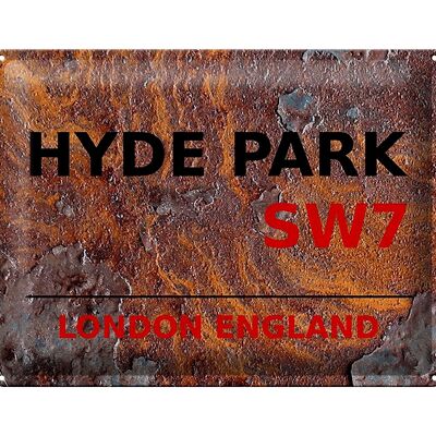 Cartel de chapa Londres 40x30cm Inglaterra Hyde Park SW7 Óxido