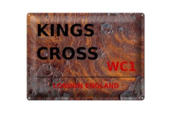 Panneau en étain Londres 40x30cm Angleterre Kings Cross WC1 Rouille 1