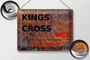 Panneau en étain Londres 40x30cm Angleterre Kings Cross WC1 Rouille 2