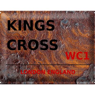 Panneau en étain Londres 40x30cm Angleterre Kings Cross WC1 Rouille