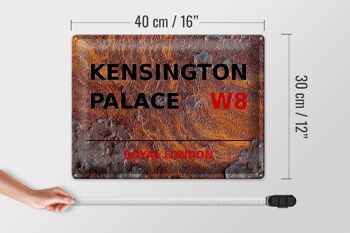 Plaque en tôle Londres 40x30cm Royal Kensington Palace W8 Rouille 4