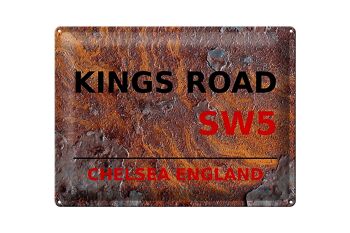 Panneau en étain Londres 40x30cm Angleterre Chelsea Kings Road SW5 Rouille 1
