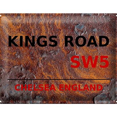 Cartel de chapa Londres 40x30cm Inglaterra Chelsea Kings Road SW5 Óxido