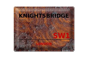 Plaque en tôle Londres 40x30cm Knightsbridge SW1 Rouille 1