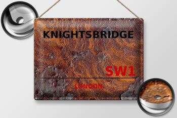 Plaque en tôle Londres 40x30cm Knightsbridge SW1 Rouille 2