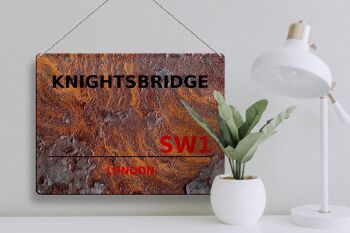 Plaque en tôle Londres 40x30cm Knightsbridge SW1 Rouille 3