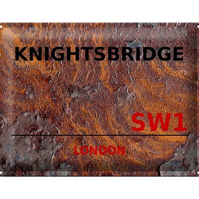 Plaque en tôle Londres 40x30cm Knightsbridge SW1 Rouille