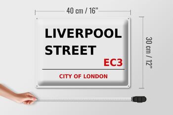 Plaque en tôle Londres 40x30cm City Liverpool Street EC3 4