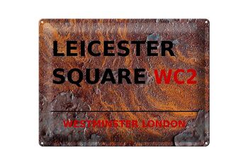 Plaque en tôle Londres 40x30cm Westminster Leicester Square WC2 Rouille 1