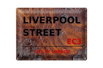 Plaque en tôle Londres 40x30cm City Liverpool Street EC3 Rouille 1