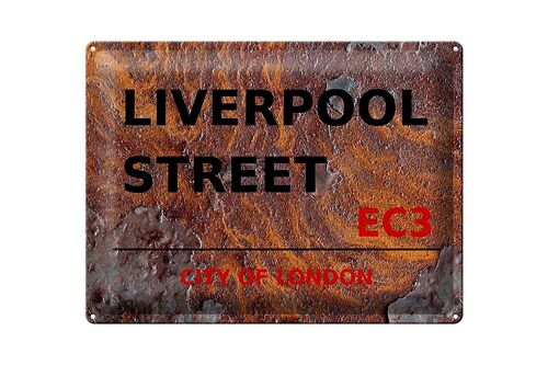 Blechschild London 40x30cm City Liverpool Street EC3 Rost