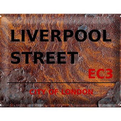 Plaque en tôle Londres 40x30cm City Liverpool Street EC3 Rouille