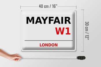 Plaque en tôle Londres 40x30cm Mayfair W1 décoration murale 4