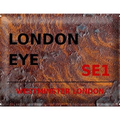 Cartel de chapa Londres 40x30cm Westminster London Eye SE1 Óxido