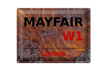 Plaque en tôle Londres 40x30cm Mayfair W1 décoration murale rouille 1