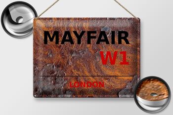 Plaque en tôle Londres 40x30cm Mayfair W1 décoration murale rouille 2