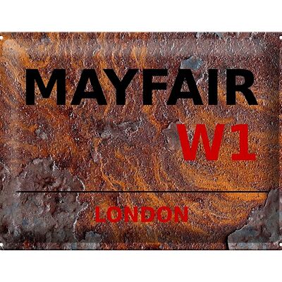 Cartel de chapa Londres 40x30cm Mayfair W1 decoración de pared óxido