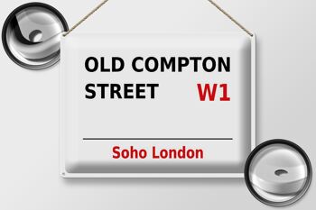 Panneau en étain Londres 40x30cm Soho Old Compton Street W1 2