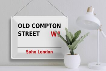 Panneau en étain Londres 40x30cm Soho Old Compton Street W1 3