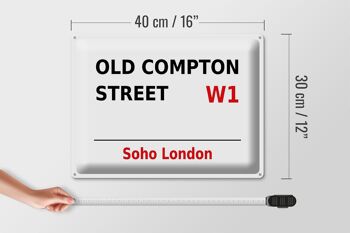 Panneau en étain Londres 40x30cm Soho Old Compton Street W1 4