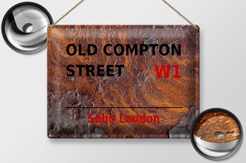 Plaque en tôle Londres 40x30cm Soho Old Compton Street W1 Rouille 2