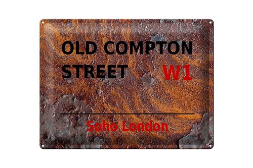Blechschild London 40x30cm Soho Old Compton Street W1 Rost