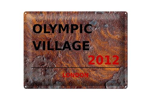 Blechschild London 40x30cm Olympic Village 2012 Rost