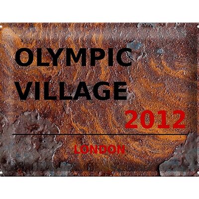 Targa in metallo Londra 40x30 cm Villaggio Olimpico 2012 ruggine