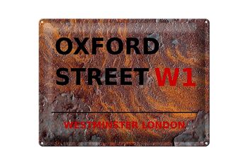 Plaque en tôle Londres 40x30cm Westminster Oxford Street W1 Rouille 1