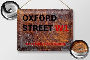 Plaque en tôle Londres 40x30cm Westminster Oxford Street W1 Rouille 2