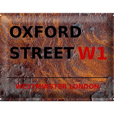 Plaque en tôle Londres 40x30cm Westminster Oxford Street W1 Rouille