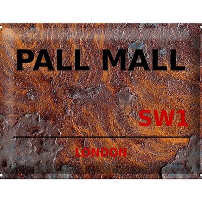Plaque en tôle Londres 40x30cm Pall Mall SW1 décoration murale rouille