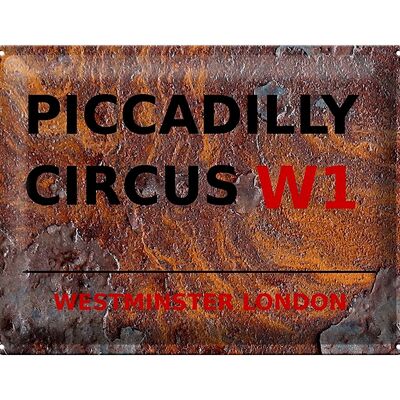 Plaque en tôle Londres 40x30cm Westminster Piccadilly Circus W1 Rouille