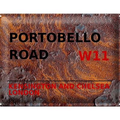 Blechschild London 40x30cm Portobello Road W11 Kensington Rost
