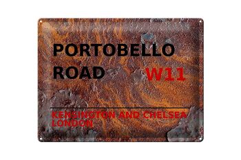 Plaque en tôle Londres 40x30cm Portobello Road W11 Kensington Rouille 1