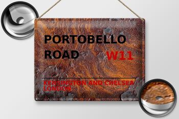 Plaque en tôle Londres 40x30cm Portobello Road W11 Kensington Rouille 2