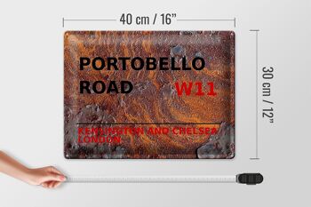 Plaque en tôle Londres 40x30cm Portobello Road W11 Kensington Rouille 4