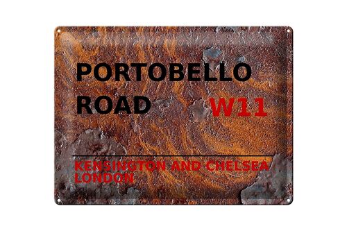 Blechschild London 40x30cm Portobello Road W11 Kensington Rost