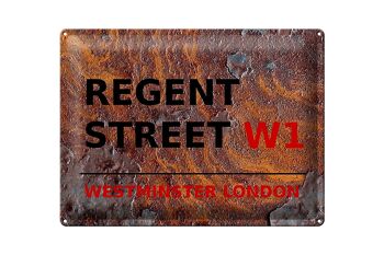 Plaque en tôle Londres 40x30cm Westminster Regent Street W1 Rouille 1