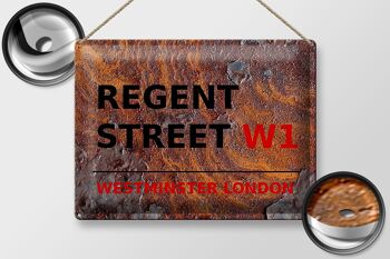 Plaque en tôle Londres 40x30cm Westminster Regent Street W1 Rouille 2