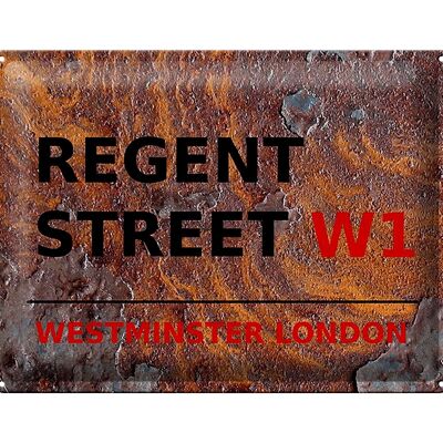Plaque en tôle Londres 40x30cm Westminster Regent Street W1 Rouille