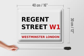 Plaque en tôle Londres 40x30cm Westminster Regent Street W1 4