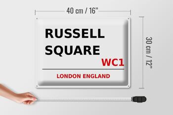 Panneau en étain Londres 40x30cm Angleterre Russell Square WC1 4