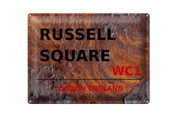 Plaque en tôle Londres 40x30cm Angleterre Russell Square WC1 Rouille 1