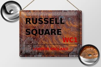 Plaque en tôle Londres 40x30cm Angleterre Russell Square WC1 Rouille 2