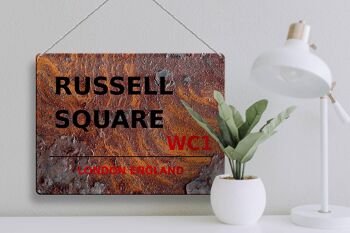 Plaque en tôle Londres 40x30cm Angleterre Russell Square WC1 Rouille 3